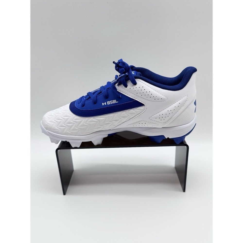 Size 5.5Y Under Armour Baseball Cleats Youth Shoes, White/Blue